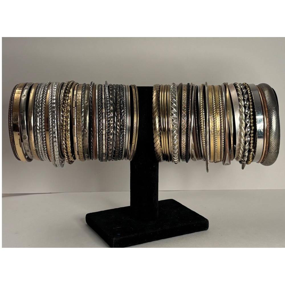 Vintage Gold Silver Tone Bangle Bracelets Lot Mixed Metal Untested 1lb+